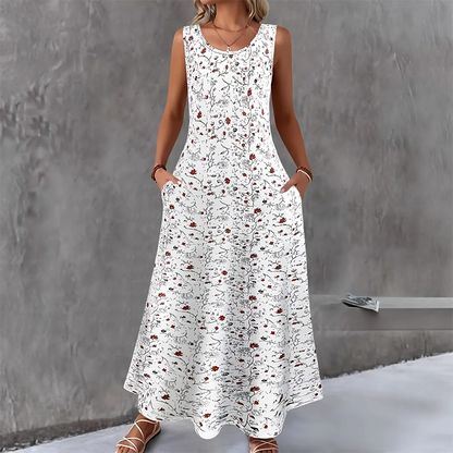 🔥NUR FÜR BEGRENZTE ZEIT: 50 % RABATT!🔥  👗 Ärmelloses Maxikleid für Damen mit Blumenmuster – mit Seitentaschen, elegant und bequem 🌸
