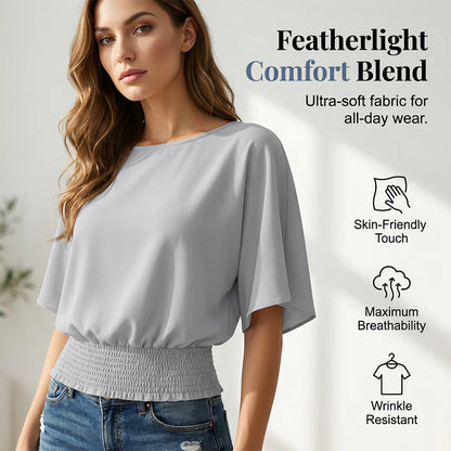 Damen-Top mit Dolmanärmeln und geraffter Taille