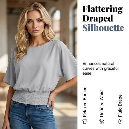 Damen-Top mit Dolmanärmeln und geraffter Taille