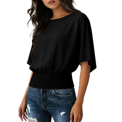 Damen-Top mit Dolmanärmeln und geraffter Taille