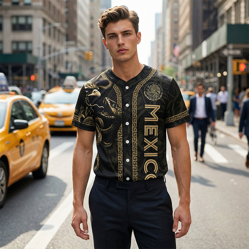 Men's Printed Casual Button-Down Shirt