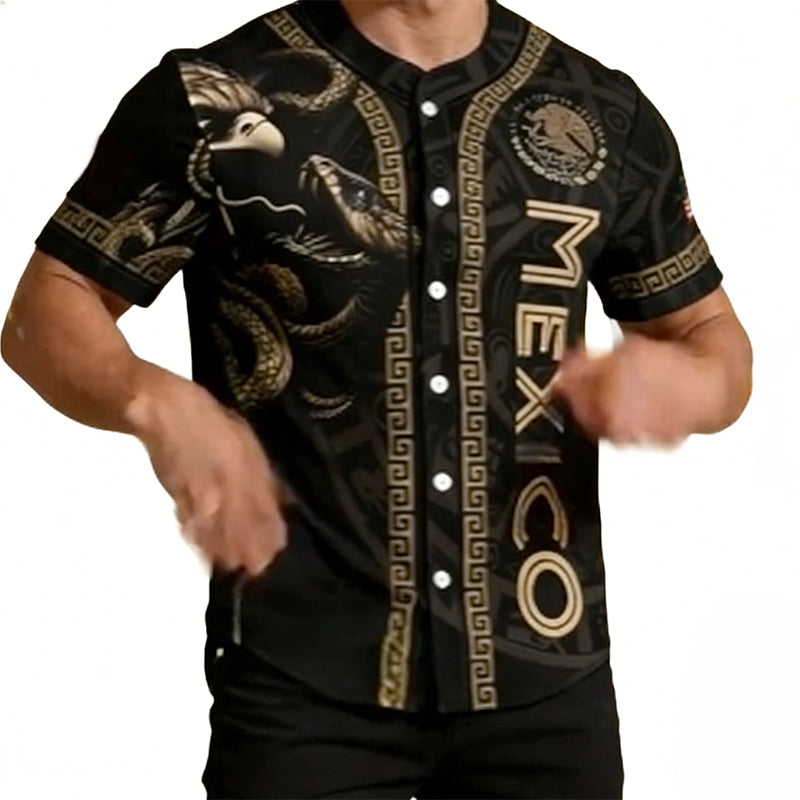 Men's Printed Casual Button-Down Shirt