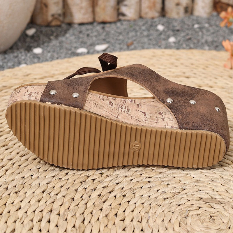 Peep-Toe-Sandalen mit Keilabsatz für Damen