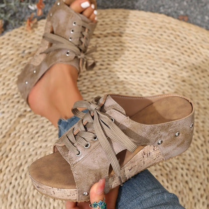 Peep-Toe-Sandalen mit Keilabsatz für Damen