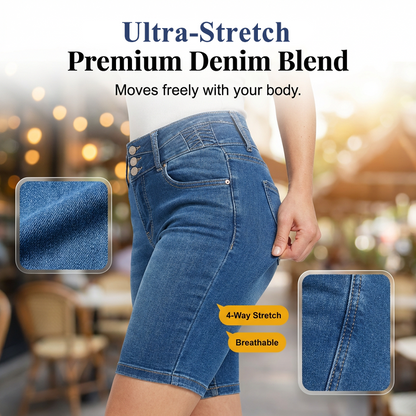 👖Damen-Jeansshorts mit hoher Taille aus Stretch-Denim