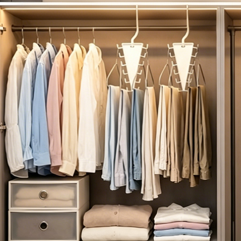 🔥Zeitlich begrenztes Angebot-Mehrfunktionaler dreieckiger Kleiderschrank-Organizer