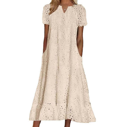 Women's Elegant V-Neck Short Sleeve Dress
