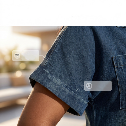 Lässiges Jeanskleid mit halbem Reißverschluss für Damen
