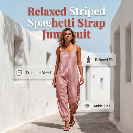 👗✨Sommer-Sonderangebot 55% RABATT!🌸 Lässiger gestreifter Overall mit schmalen Trägern – perfekt für Sommer & Urlaub