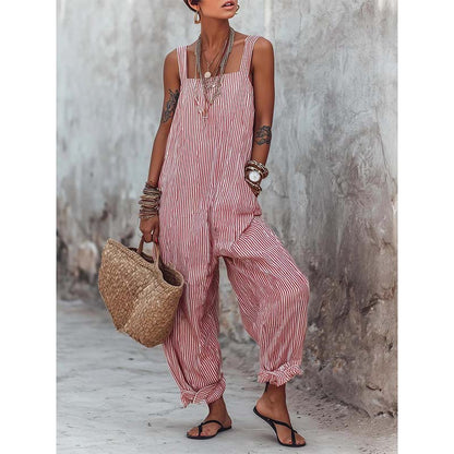 👗✨Sommer-Sonderangebot 55% RABATT!🌸 Lässiger gestreifter Overall mit schmalen Trägern – perfekt für Sommer & Urlaub