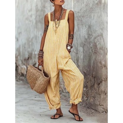 👗✨Sommer-Sonderangebot 55% RABATT!🌸 Lässiger gestreifter Overall mit schmalen Trägern – perfekt für Sommer & Urlaub