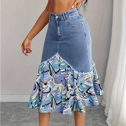 🧜‍♀️ Hochtaillierter Jeans-Meerjungfrauenrock für Damen – figurbetonend & elegant