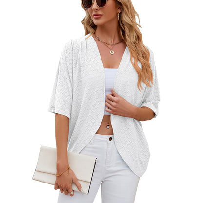 Lässige, weiche Strickjacke mit halben Ärmeln für Damen