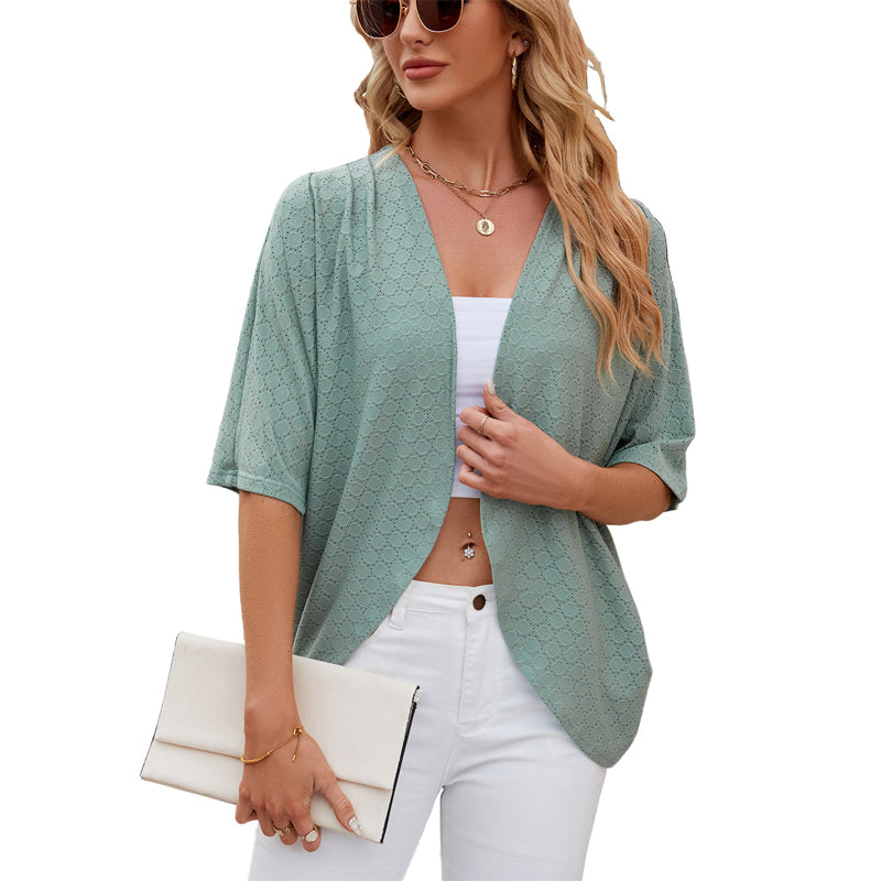 Lässige, weiche Strickjacke mit halben Ärmeln für Damen