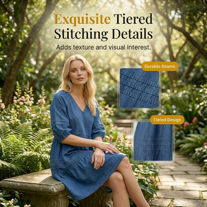 Damen lässiges Denim-Kleid mit lockerer Passform