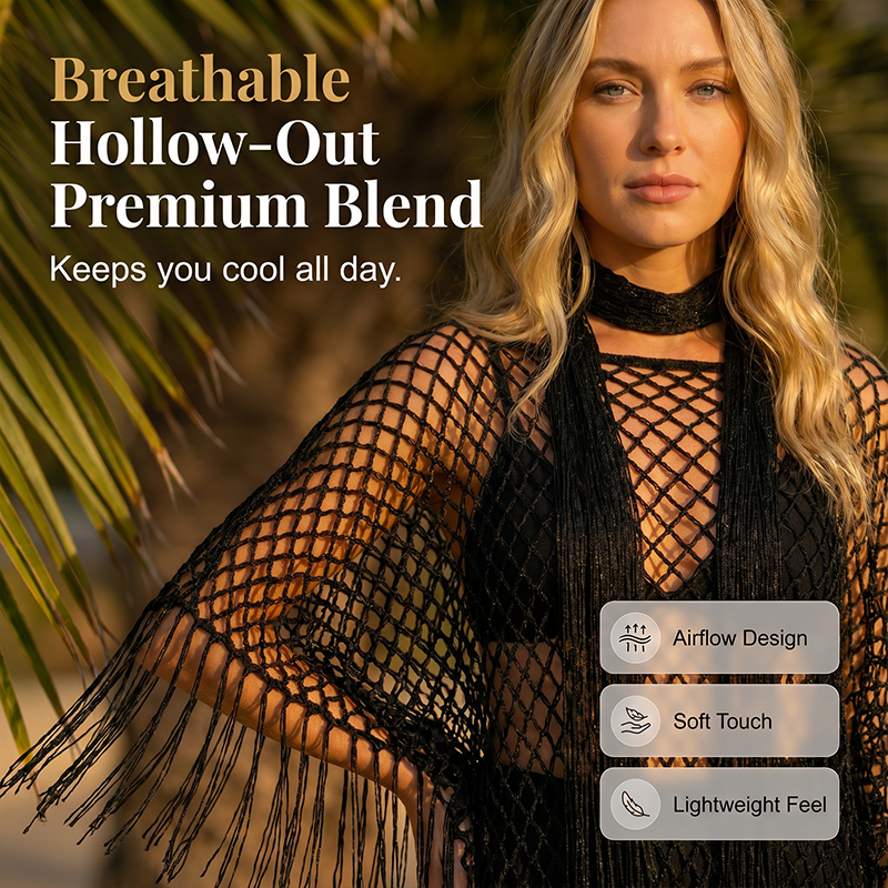 🏆 Last Day Special Price ! 💐Summer Metallic Crochet Cover-Up – Lightweight, Flowy & Effortlessly Stylish summer outfit
