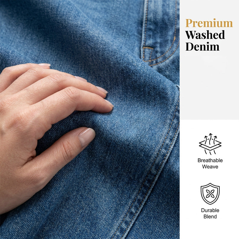 👖Damen Hochtaillierte Weitbein-Jeans mit High-Low-Saum