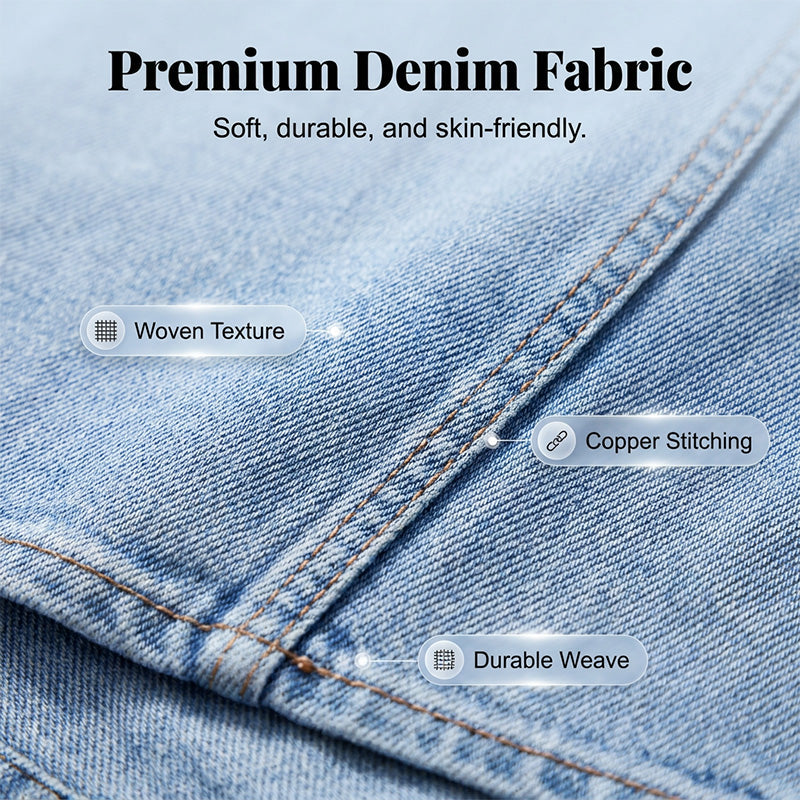 Damen-Jeansrock mit hoher Taille und Schlitz vorne