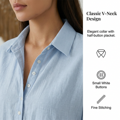 👗Damen lässiges Hemdkleid aus Leinen-Mischung