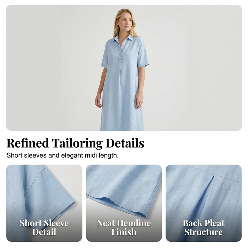 👗Damen lässiges Hemdkleid aus Leinen-Mischung