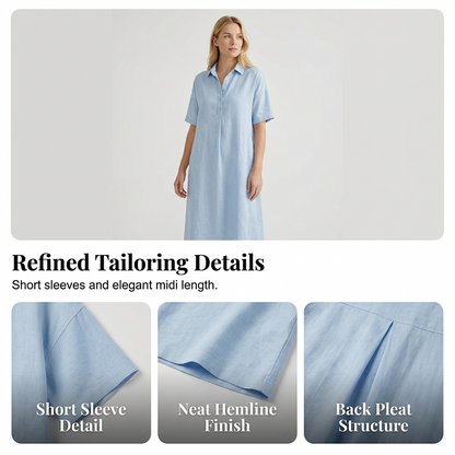 👗Damen lässiges Hemdkleid aus Leinen-Mischung