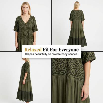 📢Mid-Season Sale: −50% nur für kurze Zeit⏰Bohemian gestuftes Maxikleid mit Leopardenmuster