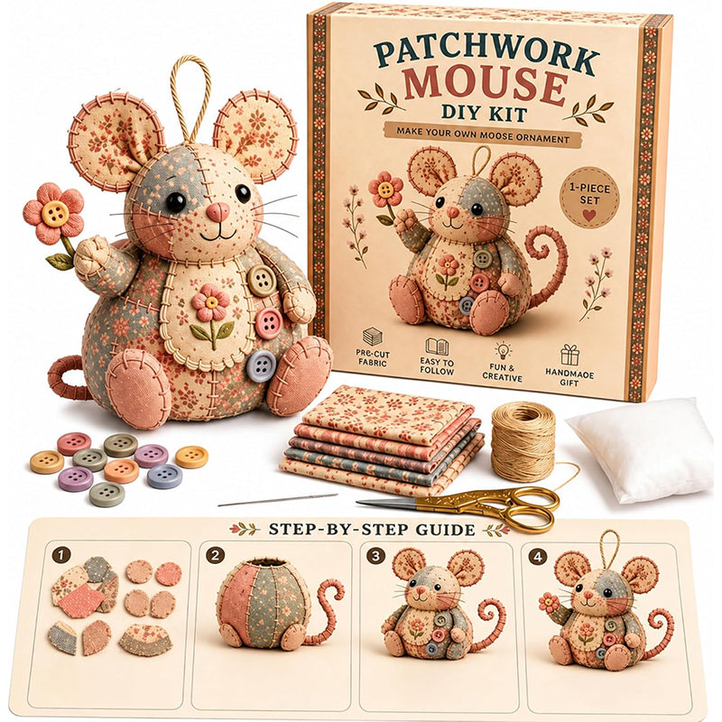 🎨 JETZT 50% RABATT!! 🎁✨ Handgefertigtes Nähset für eine Vintage-Maus aus Plüsch 🧵
