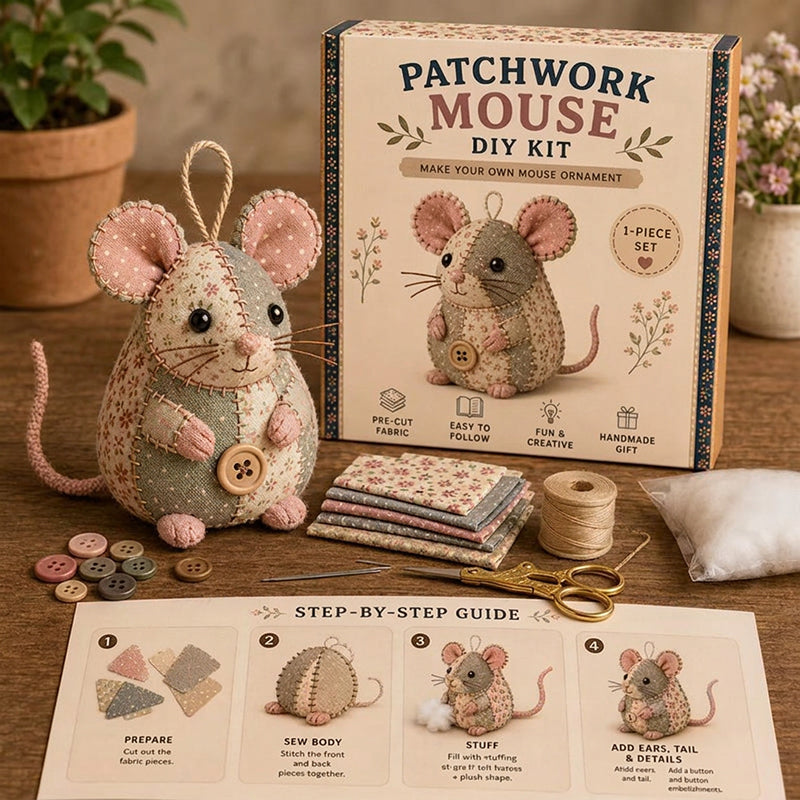 🎨 JETZT 50% RABATT!! 🎁✨ Handgefertigtes Nähset für eine Vintage-Maus aus Plüsch 🧵