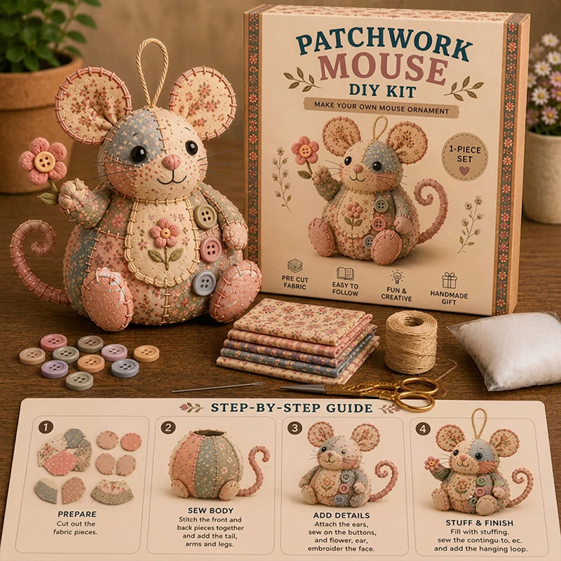 🎨 JETZT 50% RABATT!! 🎁✨ Handgefertigtes Nähset für eine Vintage-Maus aus Plüsch 🧵