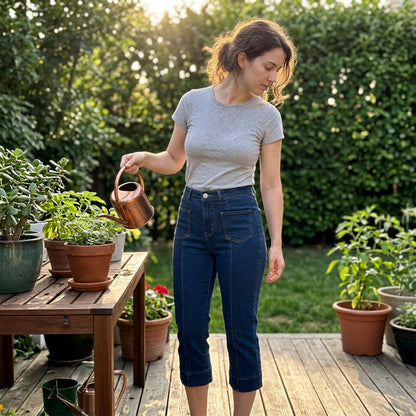 ✨👖 Modische Capri-Jeans mit hoher Taille & ausgestellter Form | Bequem & schlank machend
