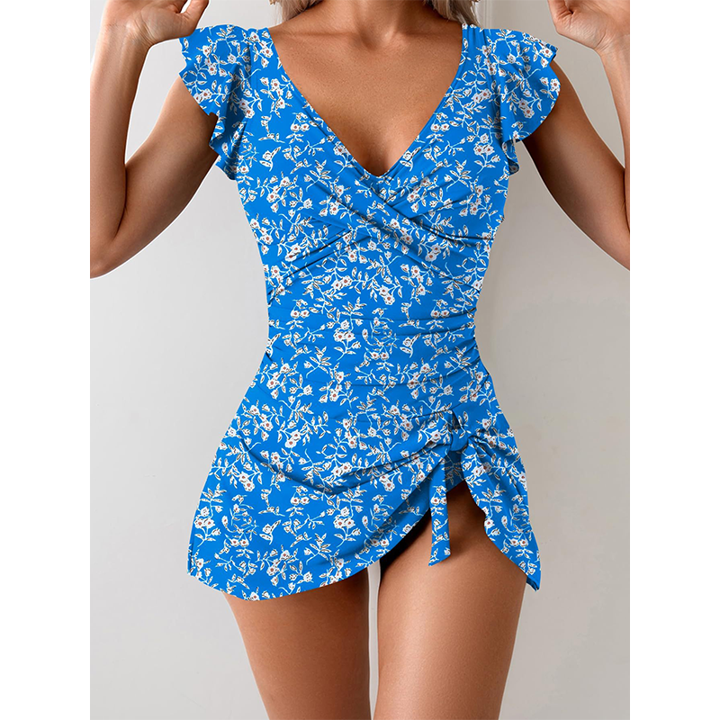 🎁Letzter Tag der Aktion: 40 % Rabatt🔥Elegantes Damen-Badekleid mit V-Ausschnitt und Bauchkontrolle