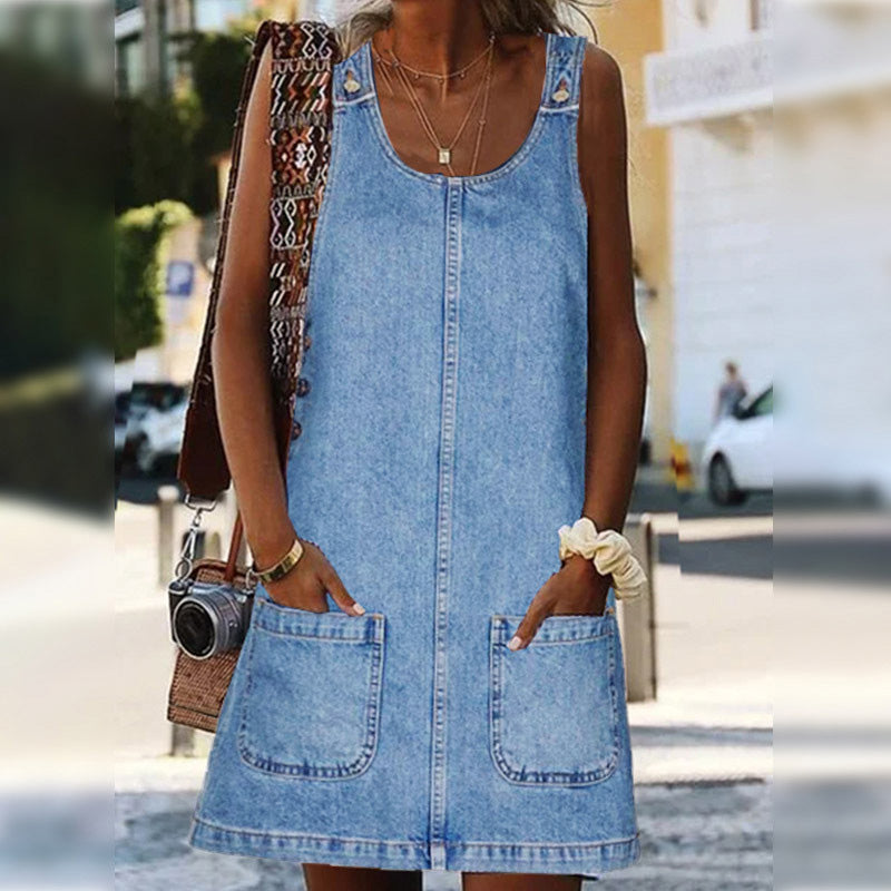 ⌛Neue Angebote-Lässiges Jeans-Trägerkleid für Damen
