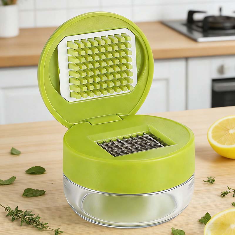 ❄️Sommerfrische 46 % Rabatt!✨Mini-Knoblauchpresse mit Auffangbehälter – Kompakte manuelle Knoblauchpresse für Knoblauch, Ingwer, Schalotten & Chili