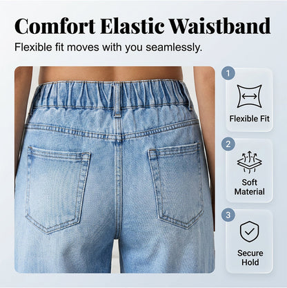 Damenjeans mit weitem Bein und aufgesetzten Taschen