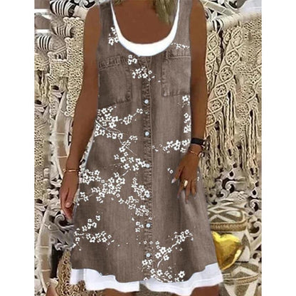 💙Zweiteiliges Damenkleid aus Kunstleder mit Jeansprint – stylischer 2-in-1-Look, bequem & vielseitig – perfekt für Partys, Ausflüge & besondere Anlässe