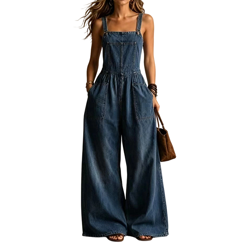 ✨Damen Sommer lockerer Denim-Jumpsuit mit Taschen