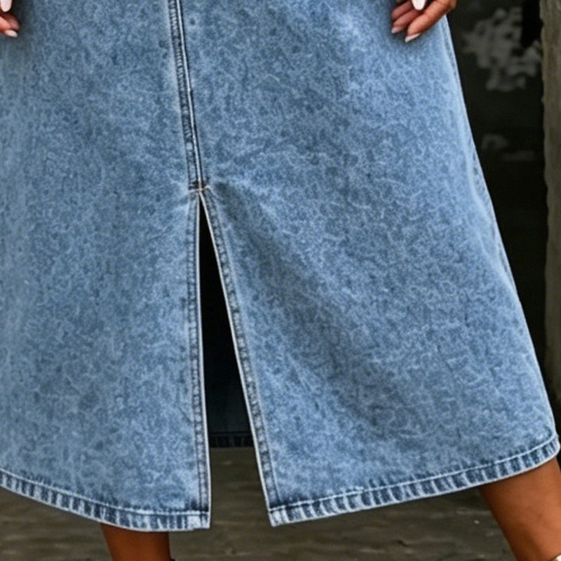 👗 JETZT 60 % RABATT! 👖 Ärmelloses Midi-Jeans-Latzkleid für Damen – Weicher Denim & lockere Passform – Vintage-Style, Seitentaschen – perfekt für lässige Tage oder zum Kombinieren im Sommer ✨