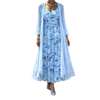🌸👗Elegantes zweiteiliges Blumenkleid-Set für Damen – der perfekte Look für den Sommerurlaub✨