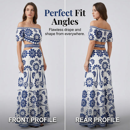 🏆LETZTER TAG 50% RABATT🔥Damen Schulterfreies Maxikleid mit Taillenauschnitt und Gänseblümchen-Print