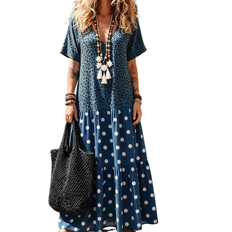👗🌸 Women's Boho V-Neck Mixed Print Maxi Dress – 50% RABATT! Boho-Chic, V-Ausschnitt, edler Mix-Print – perfekt für warme Tage & Urlaub. 🔥✨