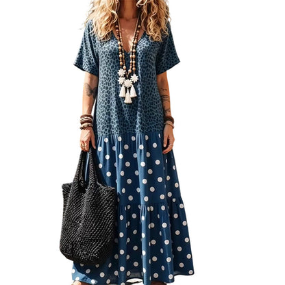 👗🌸 Women's Boho V-Neck Mixed Print Maxi Dress – 50% RABATT! Boho-Chic, V-Ausschnitt, edler Mix-Print – perfekt für warme Tage & Urlaub. 🔥✨