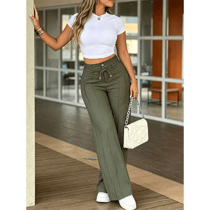🔥 Letzter Tag! 50% Rabatt Damen High-Waist Straight Leg Hose 🫒 Figurformend & bequem für den Alltag
