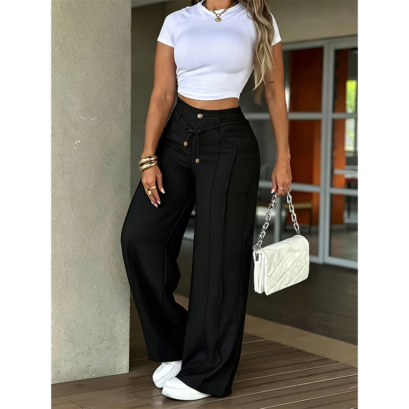 🔥 Letzter Tag! 50% Rabatt Damen High-Waist Straight Leg Hose 🫒 Figurformend & bequem für den Alltag
