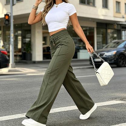 🔥 Letzter Tag! 50% Rabatt Damen High-Waist Straight Leg Hose 🫒 Figurformend & bequem für den Alltag