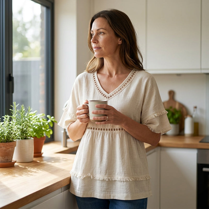 ✨Bohemian-Top für Damen mit Aussparungen und Fransen