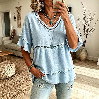 ✨Bohemian-Top für Damen mit Aussparungen und Fransen
