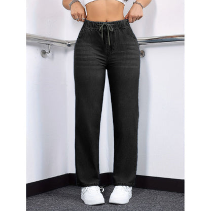 💙✨ Jeans mit elastischem Bund & Kordelzug – figurschmeichelnd, knitterarm & leicht zu kombinieren – zu T-Shirts, Blusen & Crop-Tops