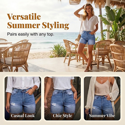 📢📢50 % RABATT !! ⏰Hochdehnbare Jeansshorts mit Rissen