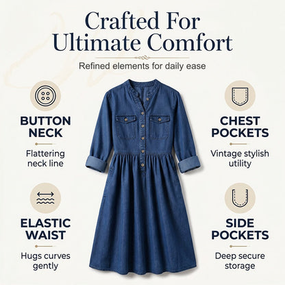 🔔 Letzte 100 Stück – solange der Vorrat reicht! 👗Maxikleid aus Denim mit Knopfleiste für Damen in Übergrößen