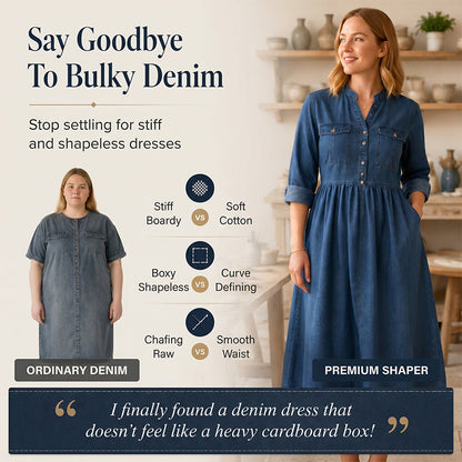 🔔 Letzte 100 Stück – solange der Vorrat reicht! 👗Maxikleid aus Denim mit Knopfleiste für Damen in Übergrößen